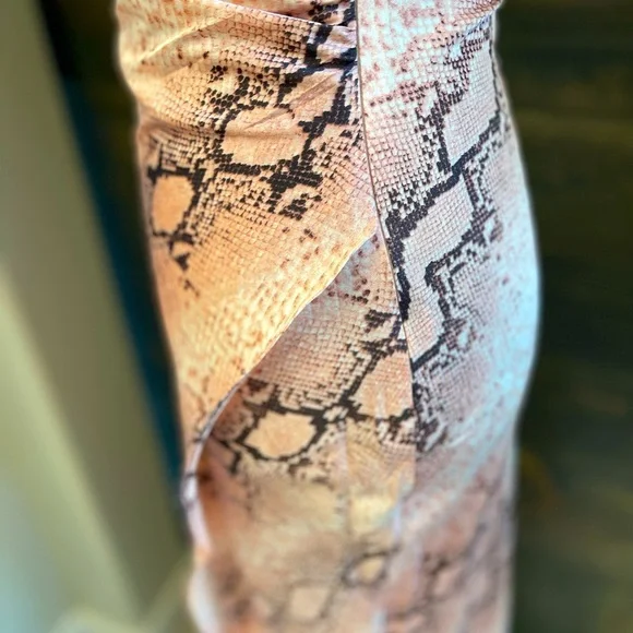 NWT Satin Pink Long Surplice Slip Dress Women's Bohemian Animal Print M & L - Picture 11 of 15